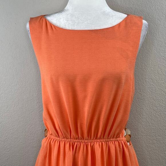 Jonathan Simkhai Peach Romy Cutout Bead Sleeveless Boat Neck Bubble Mini Dress 8 - Picture 6 of 16